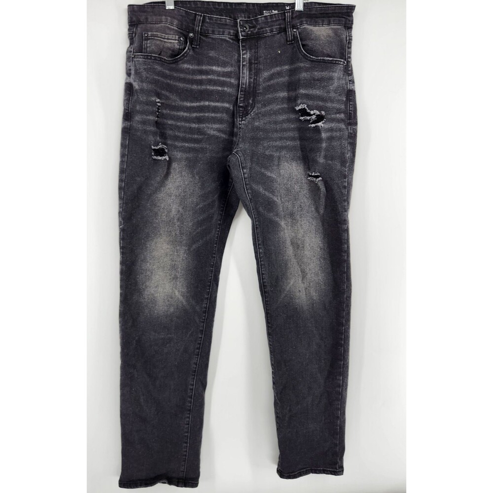 WXYZ MFG Co Nomad Slim Fit Jeans Mens 36x30 Black Straight Leg Dark Wash Denim